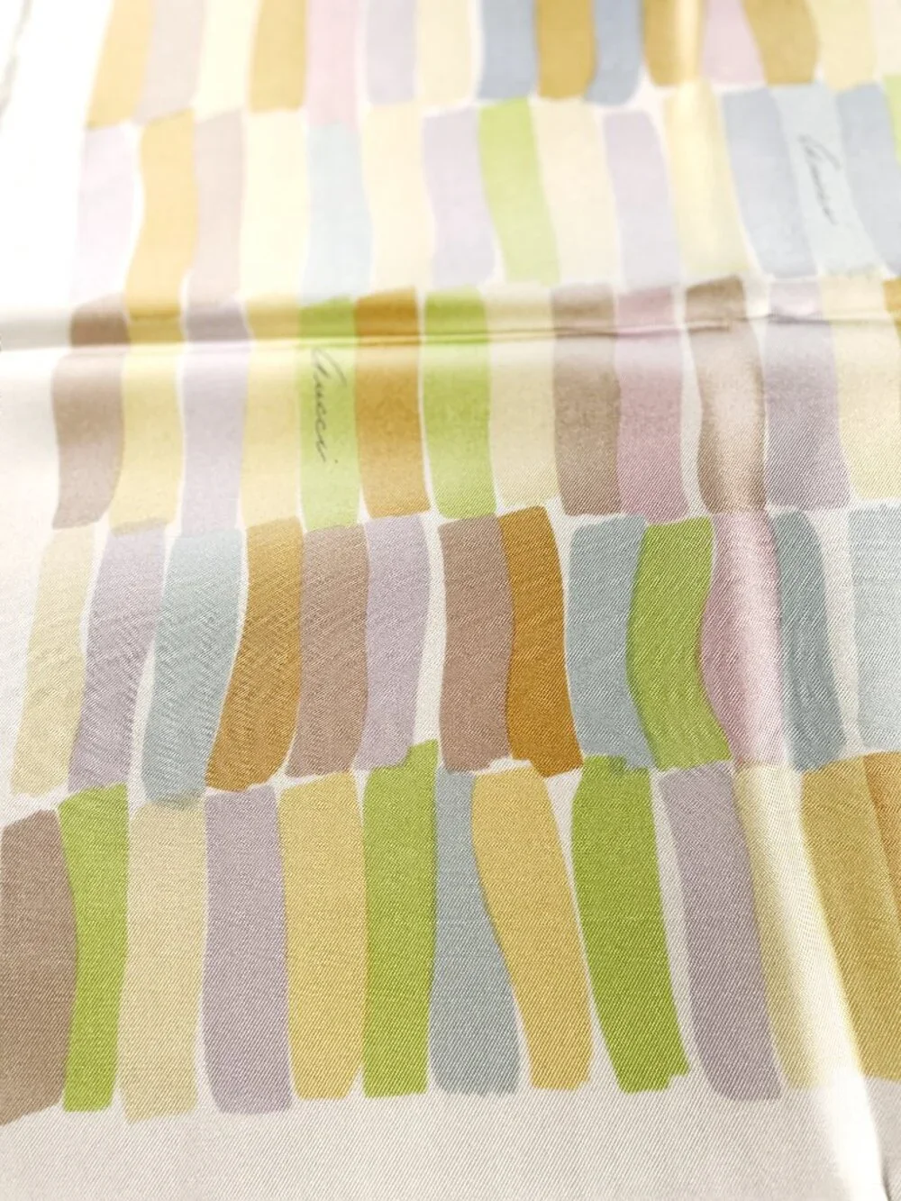 Vintage Gucci Silk Scarf 34” Painterly Stripe Italy Hand Rolled Hem - Picture 9 of 15